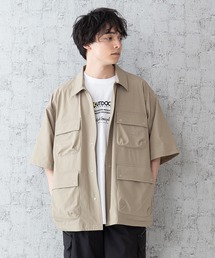 「着るBAG」シリーズ 7ポケットシャツ リングドットボタン 撥水 ストレッチ 抗UV ビッグシルエット