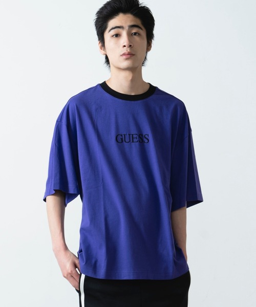 Guess(ゲス)の「∴WEGO/別注GUESSリンガービッグシルエット半袖Tシャツ(Tシャツ/カットソー・メンズ・パープル/ホワイト・LARGE/MEDIUM)」の1枚目の写真