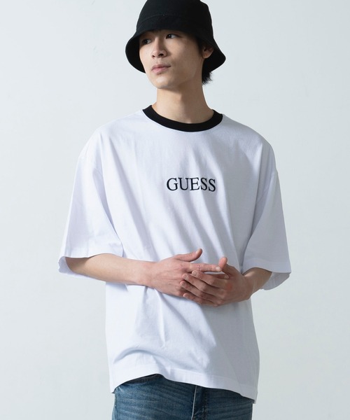Guess(ゲス)の「∴WEGO/別注GUESSリンガービッグシルエット半袖Tシャツ(Tシャツ/カットソー・メンズ・パープル/ホワイト・LARGE/MEDIUM)」の2枚目の写真