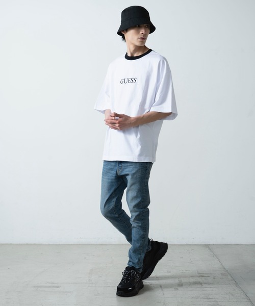 Guess(ゲス)の「∴WEGO/別注GUESSリンガービッグシルエット半袖Tシャツ(Tシャツ/カットソー・メンズ・パープル/ホワイト・LARGE/MEDIUM)」の6枚目の写真