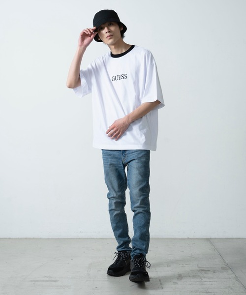 Guess(ゲス)の「∴WEGO/別注GUESSリンガービッグシルエット半袖Tシャツ(Tシャツ/カットソー・メンズ・パープル/ホワイト・LARGE/MEDIUM)」の7枚目の写真