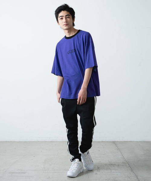 Guess(ゲス)の「∴WEGO/別注GUESSリンガービッグシルエット半袖Tシャツ(Tシャツ/カットソー・メンズ・パープル/ホワイト・LARGE/MEDIUM)」の10枚目の写真