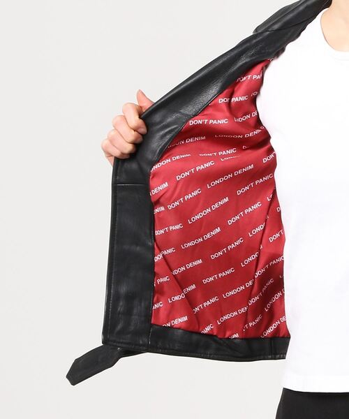 London Denim(ロンドンデニム)の「高機能耐水機能 ラムレザー ダブル ライダース ジャケット(ライダースジャケット・レディース・ブラック/ネイビー・48/46/50/44)」の5枚目の写真