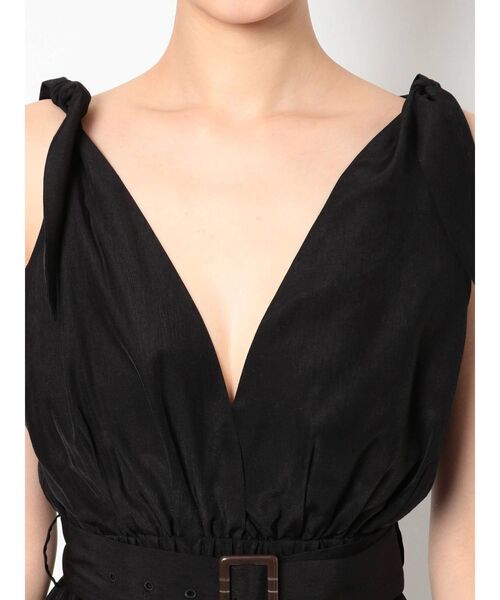 GYDA（ジェイダ）の「サイドプリーツリボンショルダーロンパース（つなぎ/オールインワン・レディース・ブラック/カーキ・FREE）」の14枚目の写真