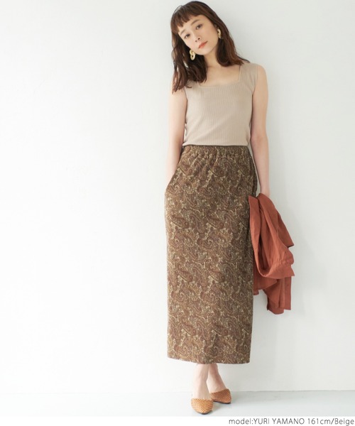 coca(coca)(コカ)の「ペイズリー柄プリーツスカート(スカート・レディース・ベージュ・ONE SIZE)」の2枚目の写真