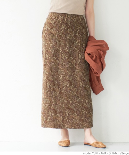 coca(coca)(コカ)の「ペイズリー柄プリーツスカート(スカート・レディース・ベージュ・ONE SIZE)」の4枚目の写真