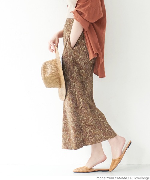 coca(coca)(コカ)の「ペイズリー柄プリーツスカート(スカート・レディース・ベージュ・ONE SIZE)」の6枚目の写真