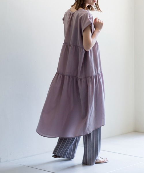 prose verse（プロズヴェール）の「《WEB・一部店舗限定》麻調ティアードフレンチワンピース（ワンピース・レディース・オフホワイト/ピンク/イエロー・ﾌﾘ-）」の3枚目の写真