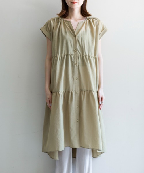 prose verse（プロズヴェール）の「《WEB・一部店舗限定》麻調ティアードフレンチワンピース（ワンピース・レディース・オフホワイト/ピンク/イエロー・ﾌﾘ-）」の17枚目の写真