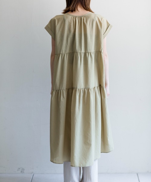 prose verse（プロズヴェール）の「《WEB・一部店舗限定》麻調ティアードフレンチワンピース（ワンピース・レディース・オフホワイト/ピンク/イエロー・ﾌﾘ-）」の6枚目の写真
