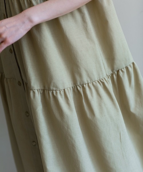 prose verse（プロズヴェール）の「《WEB・一部店舗限定》麻調ティアードフレンチワンピース（ワンピース・レディース・オフホワイト/ピンク/イエロー・ﾌﾘ-）」の10枚目の写真