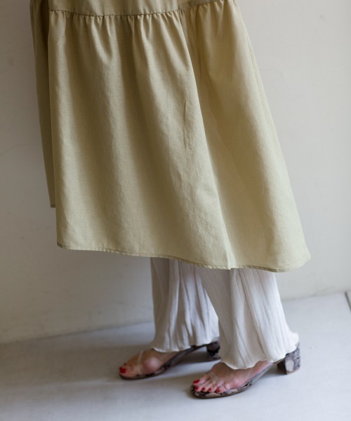 prose verse（プロズヴェール）の「《WEB・一部店舗限定》麻調ティアードフレンチワンピース（ワンピース・レディース・オフホワイト/ピンク/イエロー・ﾌﾘ-）」の18枚目の写真