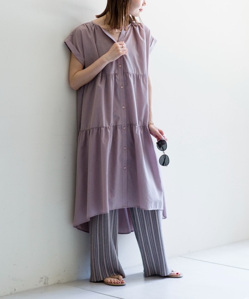 prose verse（プロズヴェール）の「《WEB・一部店舗限定》麻調ティアードフレンチワンピース（ワンピース・レディース・オフホワイト/ピンク/イエロー・ﾌﾘ-）」の12枚目の写真