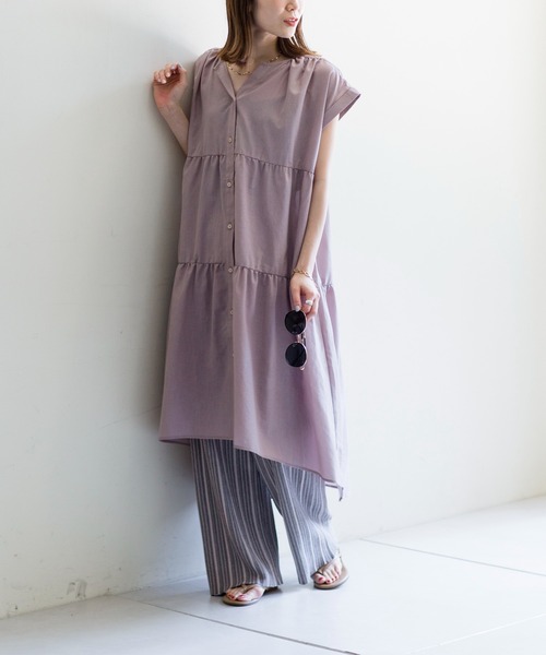 prose verse（プロズヴェール）の「《WEB・一部店舗限定》麻調ティアードフレンチワンピース（ワンピース・レディース・オフホワイト/ピンク/イエロー・ﾌﾘ-）」の20枚目の写真