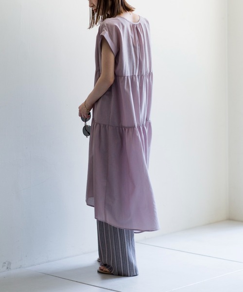 prose verse（プロズヴェール）の「《WEB・一部店舗限定》麻調ティアードフレンチワンピース（ワンピース・レディース・オフホワイト/ピンク/イエロー・ﾌﾘ-）」の8枚目の写真