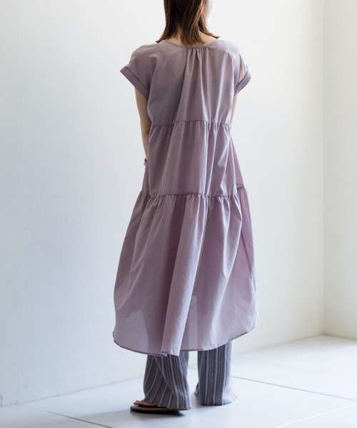 prose verse（プロズヴェール）の「《WEB・一部店舗限定》麻調ティアードフレンチワンピース（ワンピース・レディース・オフホワイト/ピンク/イエロー・ﾌﾘ-）」の16枚目の写真