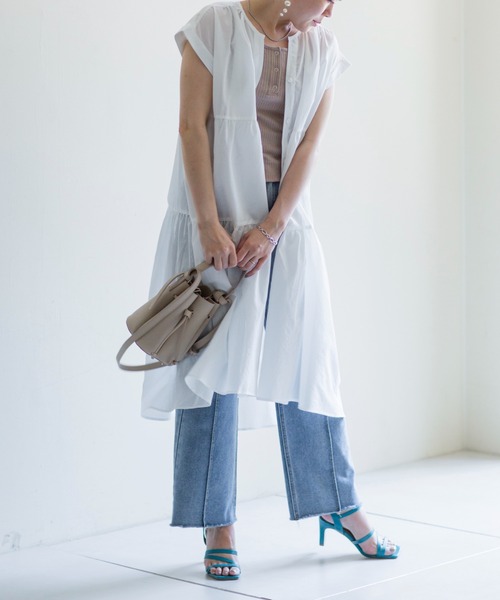 prose verse（プロズヴェール）の「《WEB・一部店舗限定》麻調ティアードフレンチワンピース（ワンピース・レディース・オフホワイト/ピンク/イエロー・ﾌﾘ-）」の13枚目の写真