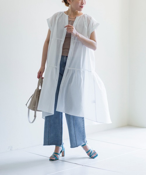 prose verse（プロズヴェール）の「《WEB・一部店舗限定》麻調ティアードフレンチワンピース（ワンピース・レディース・オフホワイト/ピンク/イエロー・ﾌﾘ-）」の21枚目の写真