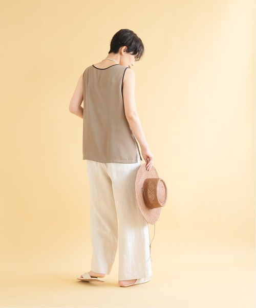 JOURNAL STANDARD（ジャーナルスタンダード）の「リネンランダムヘリンイージーパンツ（その他パンツ・レディース・ネイビー/カーキ/アイボリー・40/38/36）」の5枚目の写真