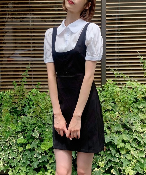 titty&Co. PETIT(ティティアンドコープティ)の「【titty&Co.PETIT】スリットミニジャンスカ(ジャンパースカート・レディース・ブラック・FREE)」の2枚目の写真