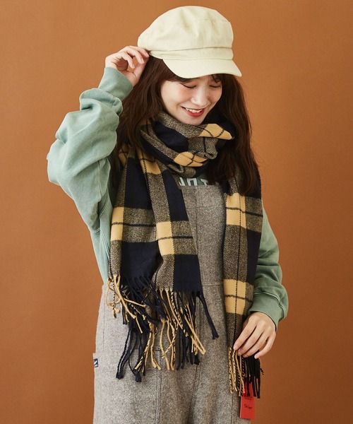 CUBE SUGAR(キューブシュガー)の「チェックストール(ストール/ショール・レディース・ダークブラウン/ブラウン/ネイビー/ブルー/ピンク/ベージュ・M)」の1枚目の写真