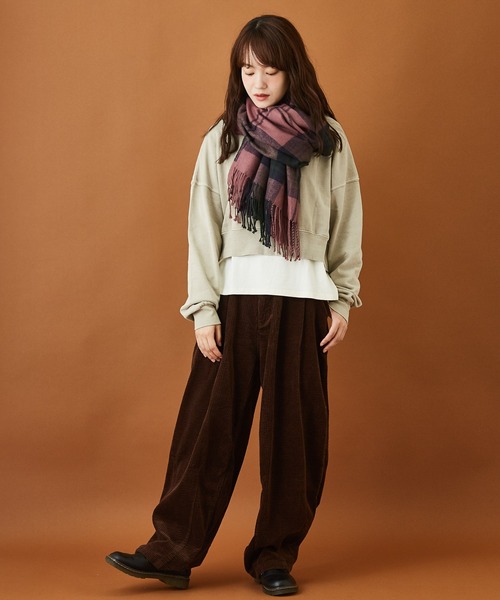 CUBE SUGAR(キューブシュガー)の「チェックストール(ストール/ショール・レディース・ダークブラウン/ブラウン/ネイビー/ブルー/ピンク/ベージュ・M)」の19枚目の写真