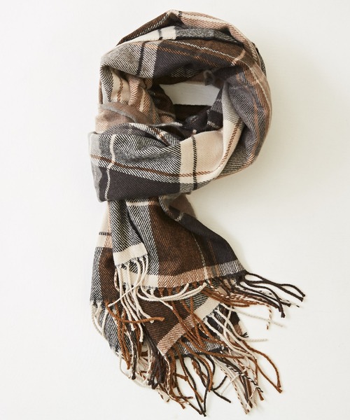 CUBE SUGAR(キューブシュガー)の「チェックストール(ストール/ショール・レディース・ダークブラウン/ブラウン/ネイビー/ブルー/ピンク/ベージュ・M)」の18枚目の写真
