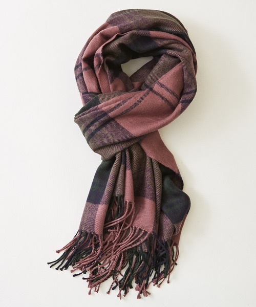 CUBE SUGAR(キューブシュガー)の「チェックストール(ストール/ショール・レディース・ダークブラウン/ブラウン/ネイビー/ブルー/ピンク/ベージュ・M)」の22枚目の写真