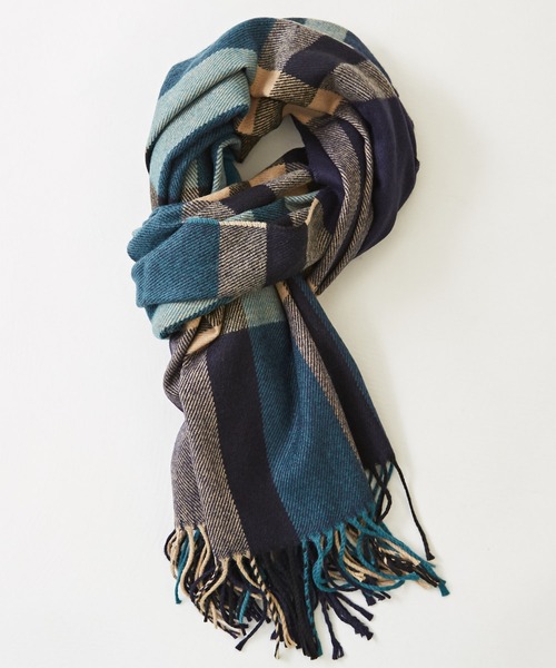 CUBE SUGAR(キューブシュガー)の「チェックストール(ストール/ショール・レディース・ダークブラウン/ブラウン/ネイビー/ブルー/ピンク/ベージュ・M)」の9枚目の写真