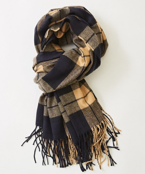 CUBE SUGAR(キューブシュガー)の「チェックストール(ストール/ショール・レディース・ダークブラウン/ブラウン/ネイビー/ブルー/ピンク/ベージュ・M)」の12枚目の写真