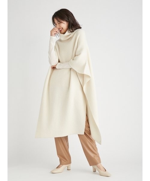 FRAY I.D（フレイアイディー）の「3WAYニットポンチョ（ポンチョ・レディース・ベージュ/ブルー/アイボリー・FREE）」の7枚目の写真