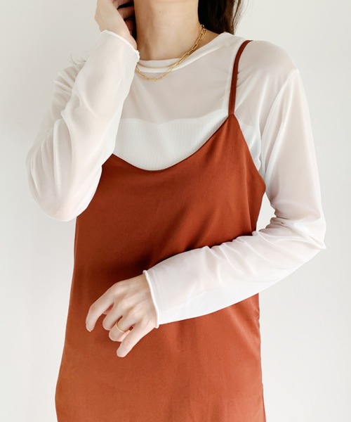 CLEA（クレア）の「メッシュシアートップス（Tシャツ/カットソー・レディース・ホワイト/ブラック・FREE）」の3枚目の写真