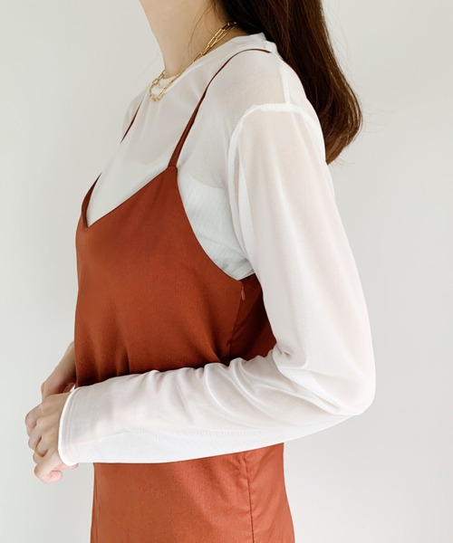 CLEA（クレア）の「メッシュシアートップス（Tシャツ/カットソー・レディース・ホワイト/ブラック・FREE）」の4枚目の写真