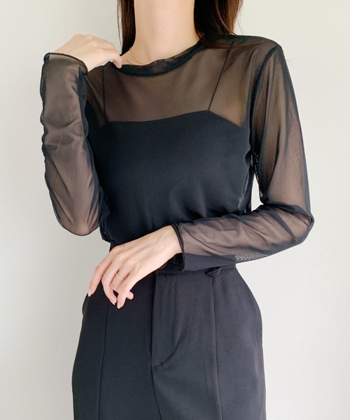 CLEA（クレア）の「メッシュシアートップス（Tシャツ/カットソー・レディース・ホワイト/ブラック・FREE）」の8枚目の写真