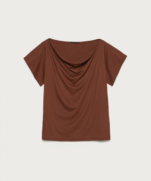 SISLEY(シスレー)の「コットンモダールドレープ半袖Tシャツ・カットソー(Tシャツ/カットソー・レディース・ブラック/ダークブラウン/ライトベージュ・MEDIUM/SMALL/X-SMALL)」の10枚目の写真