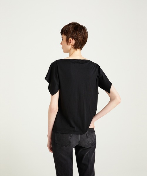 SISLEY(シスレー)の「コットンモダールドレープ半袖Tシャツ・カットソー(Tシャツ/カットソー・レディース・ブラック/ダークブラウン/ライトベージュ・MEDIUM/SMALL/X-SMALL)」の13枚目の写真