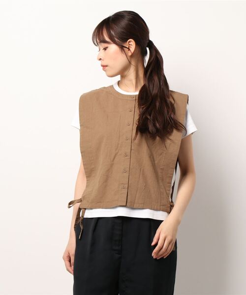 Samansa Mos2（サマンサ モスモス）の「前後着ショートベスト（ベスト・レディース・ブラック/ベージュ・ﾌﾘ-）」の5枚目の写真