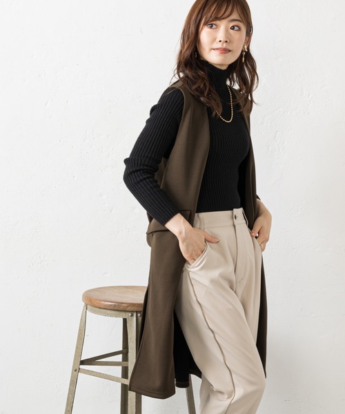 prose verse（プロズヴェール）の「ダブルフェイスバックベルトジレ（ベスト・レディース・ブラック/カーキ/モカ・ﾌﾘ-）」の3枚目の写真