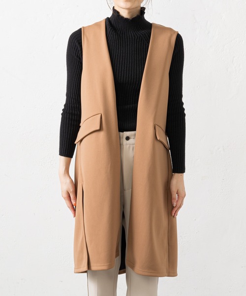 prose verse（プロズヴェール）の「ダブルフェイスバックベルトジレ（ベスト・レディース・ブラック/カーキ/モカ・ﾌﾘ-）」の17枚目の写真