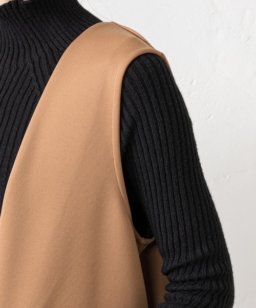 prose verse（プロズヴェール）の「ダブルフェイスバックベルトジレ（ベスト・レディース・ブラック/カーキ/モカ・ﾌﾘ-）」の8枚目の写真