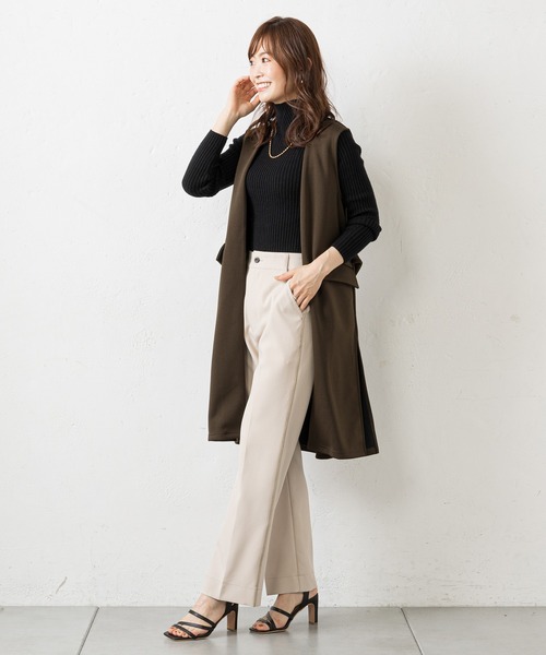 prose verse（プロズヴェール）の「ダブルフェイスバックベルトジレ（ベスト・レディース・ブラック/カーキ/モカ・ﾌﾘ-）」の9枚目の写真