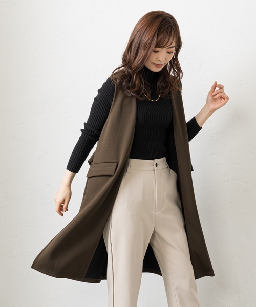 prose verse（プロズヴェール）の「ダブルフェイスバックベルトジレ（ベスト・レディース・ブラック/カーキ/モカ・ﾌﾘ-）」の18枚目の写真