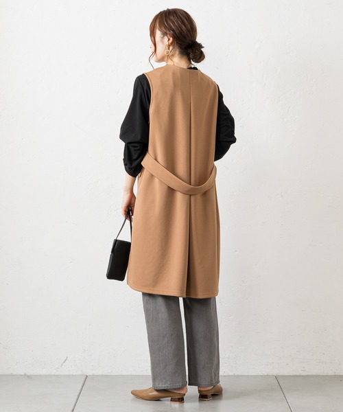 prose verse（プロズヴェール）の「ダブルフェイスバックベルトジレ（ベスト・レディース・ブラック/カーキ/モカ・ﾌﾘ-）」の19枚目の写真