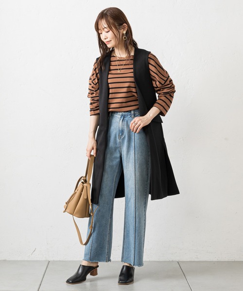 prose verse（プロズヴェール）の「ダブルフェイスバックベルトジレ（ベスト・レディース・ブラック/カーキ/モカ・ﾌﾘ-）」の20枚目の写真