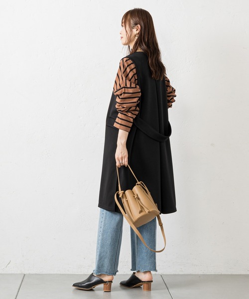 prose verse（プロズヴェール）の「ダブルフェイスバックベルトジレ（ベスト・レディース・ブラック/カーキ/モカ・ﾌﾘ-）」の16枚目の写真