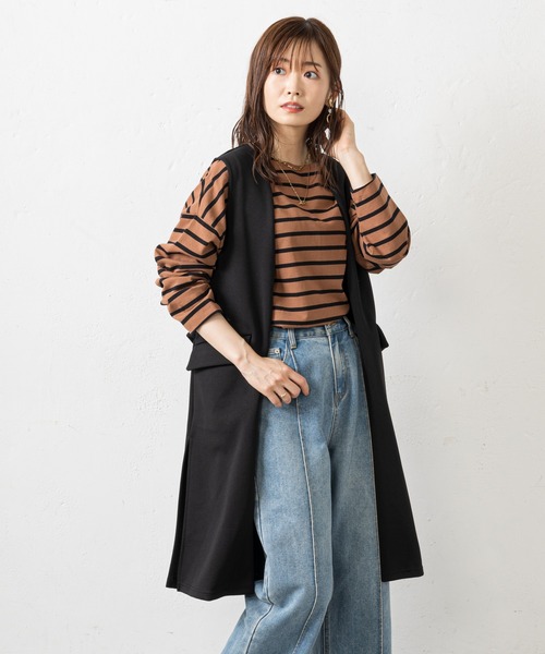 prose verse（プロズヴェール）の「ダブルフェイスバックベルトジレ（ベスト・レディース・ブラック/カーキ/モカ・ﾌﾘ-）」の7枚目の写真