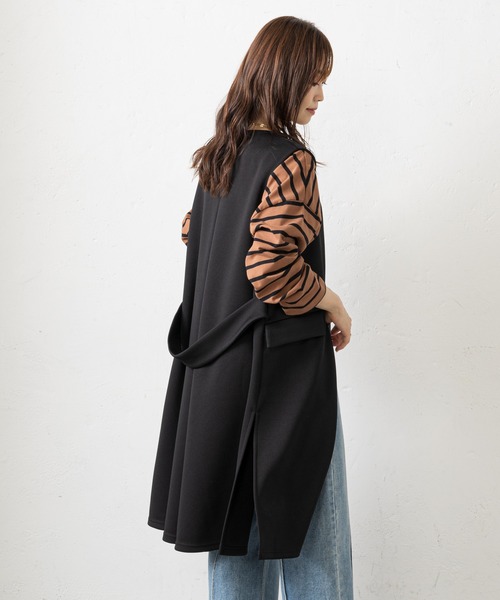 prose verse（プロズヴェール）の「ダブルフェイスバックベルトジレ（ベスト・レディース・ブラック/カーキ/モカ・ﾌﾘ-）」の21枚目の写真