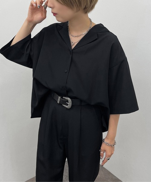 apres jour mignon（アプレジュールミニョン）の「開襟シャツ【SETUP可能】【ZOZOTOWN限定アイテム】（シャツ/ブラウス・レディース・ベージュ/ブラック/カーキ・フリー/X-LARGE）」の11枚目の写真