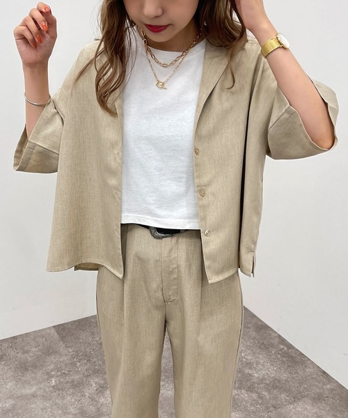 apres jour mignon（アプレジュールミニョン）の「開襟シャツ【SETUP可能】【ZOZOTOWN限定アイテム】（シャツ/ブラウス・レディース・ベージュ/ブラック/カーキ・フリー/X-LARGE）」の14枚目の写真