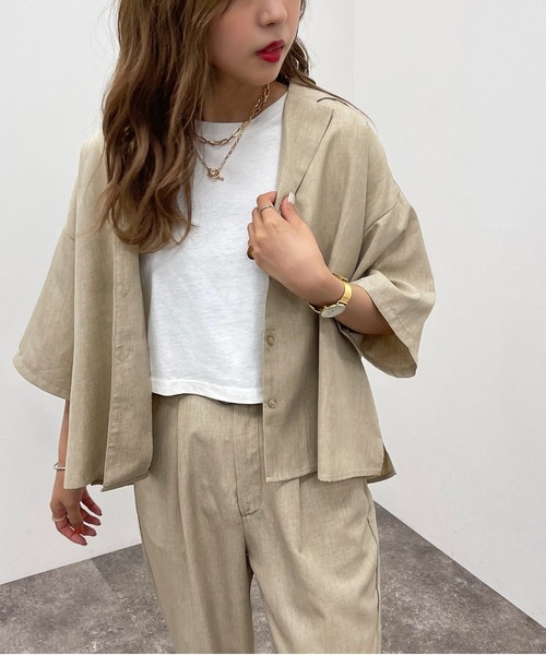 apres jour mignon（アプレジュールミニョン）の「開襟シャツ【SETUP可能】【ZOZOTOWN限定アイテム】（シャツ/ブラウス・レディース・ベージュ/ブラック/カーキ・フリー/X-LARGE）」の16枚目の写真